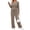 Coffee, variant on Fantaslook Two Piece Lounge Sets for Women Vacation Travel Fall Outfits V Neck Tops Wide Leg Pants Matching Sets Women Clothing