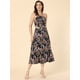 thumbnail image 2 of Vestido midi bohemio con cuello halter y cintura recortada de verano para mujer Multicolor Negro XL, 2 of 5