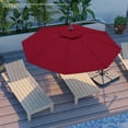 thumbnail image 4 of WULFUL 10ft Offset Hanging Outdoor Cantilever Patio Umbrella for Garden, Red, 4 of 9