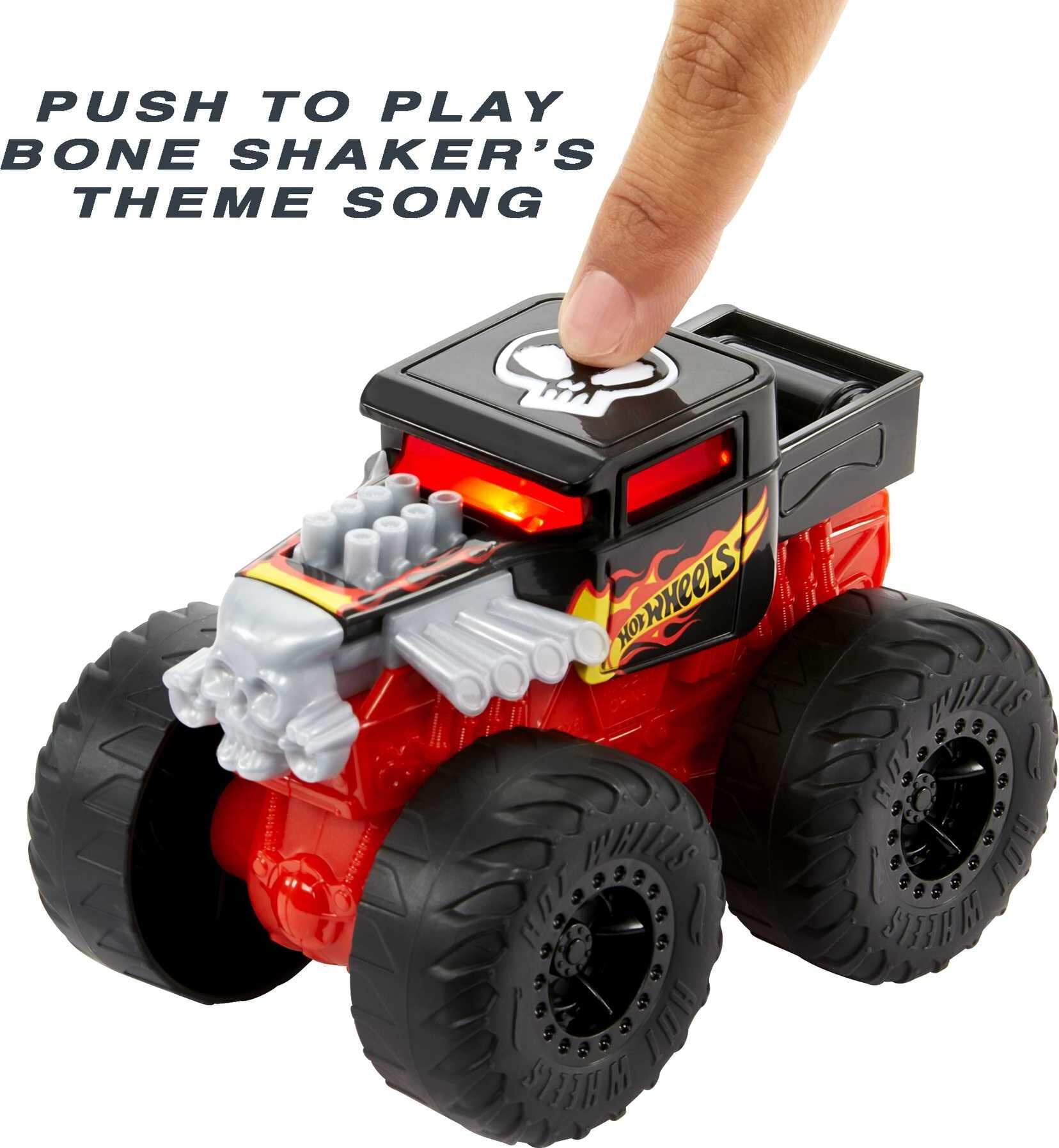 Hot Wheels Monster Trucks Roarin' Wreckers, 1:43 Scale Bone Shaker Toy Truck with Lights & Sounds
