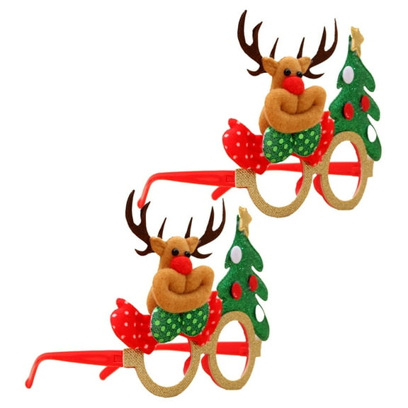 Toddmomy Holiday Glasses Frames 2Pcs Reindeer Sunglasses For Kid Christmas Photo Props