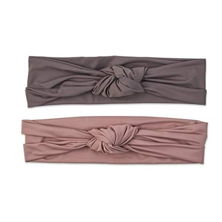 Scünci Soft Knot Headwraps in Neutral Mauve and Dark Grey  2 Count ( PACK OF 3)