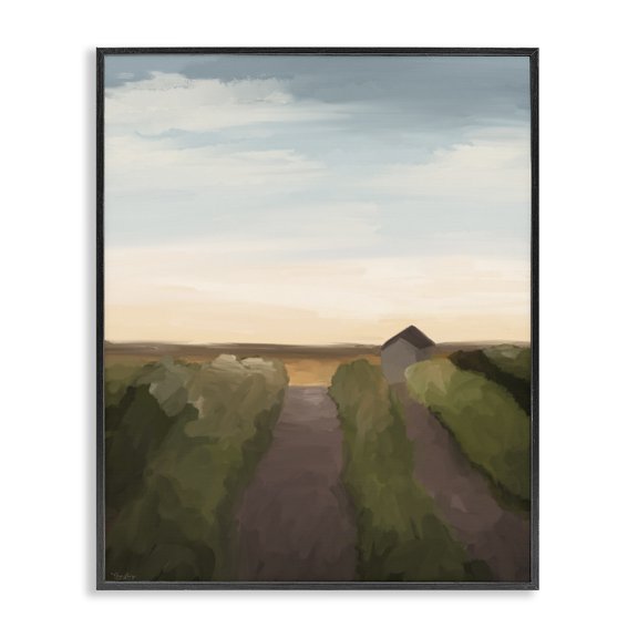 Stupell Industries Contemporary Subtle Vineyard Skyline Landscape Black Framed Giclee Art, 11 x 14, by Gigi Louise
