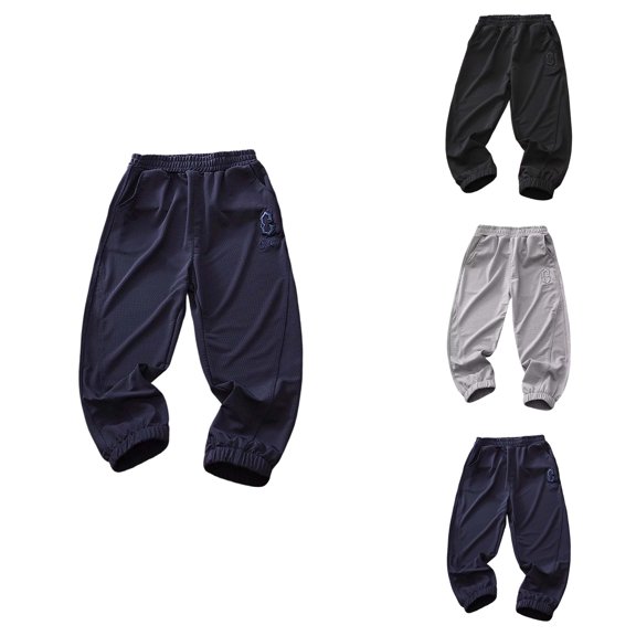 Boys Mesh Pants, Lightweight Breathable Summer Casual Outdoor Sports Elastic Waist Playwear, Toddler Hiking Cargo Joggers Quick Dry Pull On