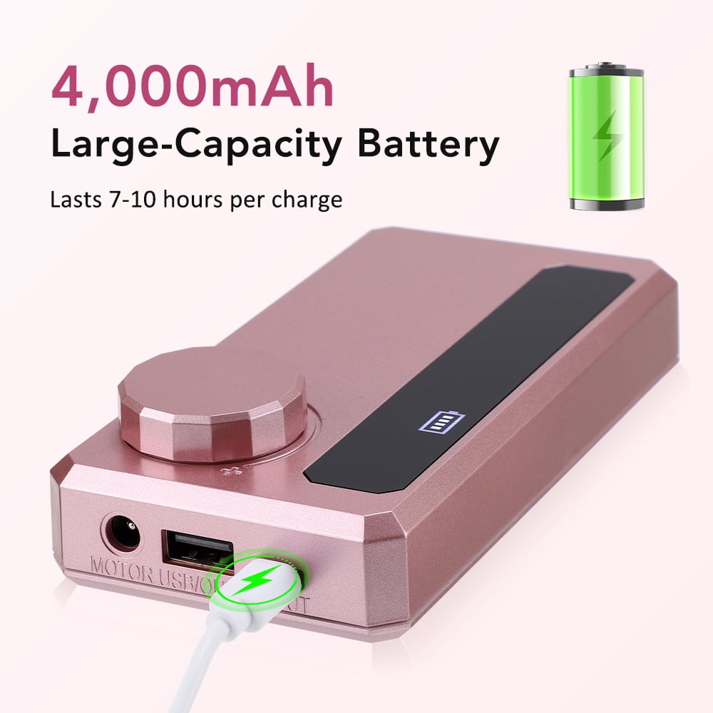 Professional Electric Nail Drill Electric File 45000RPM (Portable & Rechargeable) Portable Nail Drill Machine Kit for Manicure Pedicure Nail Set with Everything Lightweight LCD Display (Pink)