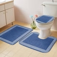 thumbnail image 2 of Dark Blue Retro Greek Key Bath Mat 3 Piece Bathroom Rug Set, Geometric Greece Ancient Rustic Non Slip Bath Rug Contour Mat and Toilet Lid Cover, Absorbent Shower Mats Soft Bath Rugs and Mats Sets, 2 of 8