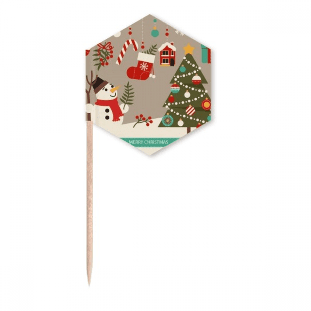 mas Snowman Tree Gloves Festival Toothpick Flags Cupcake Picks Party Celebration