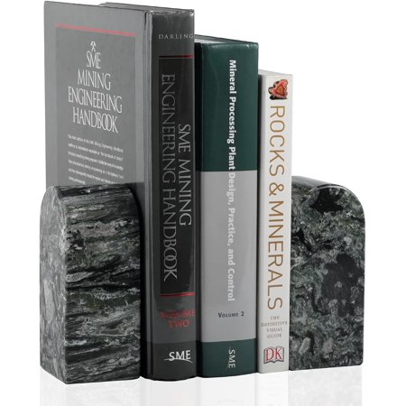 Olive Green Natural Marble Bookends for Shelves, Decorative Book Ends, 7lbs Heavy-Duty Marble Book Holders, Bookshelf Apartment Decor for Normal Books/CD/Video Games