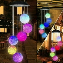Solar Wind Chime Light, EpicGadget Solar Powered Color Changing LED Hanging Sphere Ball Wind chime Light for Outdoor Indoor Gardening Yard Pathway Decoration (Sphere Ball)