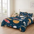 thumbnail image 2 of King Quilt Set 96''x106'', Sports Theme Lightweight Bedspread Coverlet Set with 2 Pillow Shams, Cartoon Soccer Baseball Basketball Star Blue Breathable All Season Quilt Bedding for Bedroom/Guest Room, 2 of 9