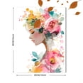 thumbnail image 3 of QISVANSET Watercolor Portrait Floral Crown Canvas Wall Art 15.75x11.81 Inches, 3 of 5