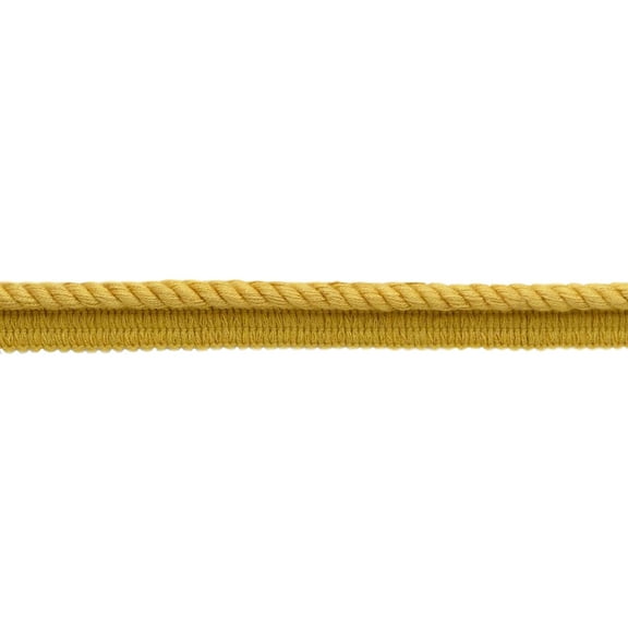 4/16" (0.5cm) Solid Collection Decorative Twisted Rope Cord Trim with Lip # 0025EMPS,, Brass Gold #D05 (Dark Yellow Gold) Sold By The Yard (36"/3 ft/0.9m)