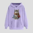 thumbnail image 2 of YUGYXL Womens Drawstring Sweatshirts Cute Animals Graphic Hoodies Crew Neck Long Sleeve Hooded Pullover with Pocket Purple XXL, 2 of 5