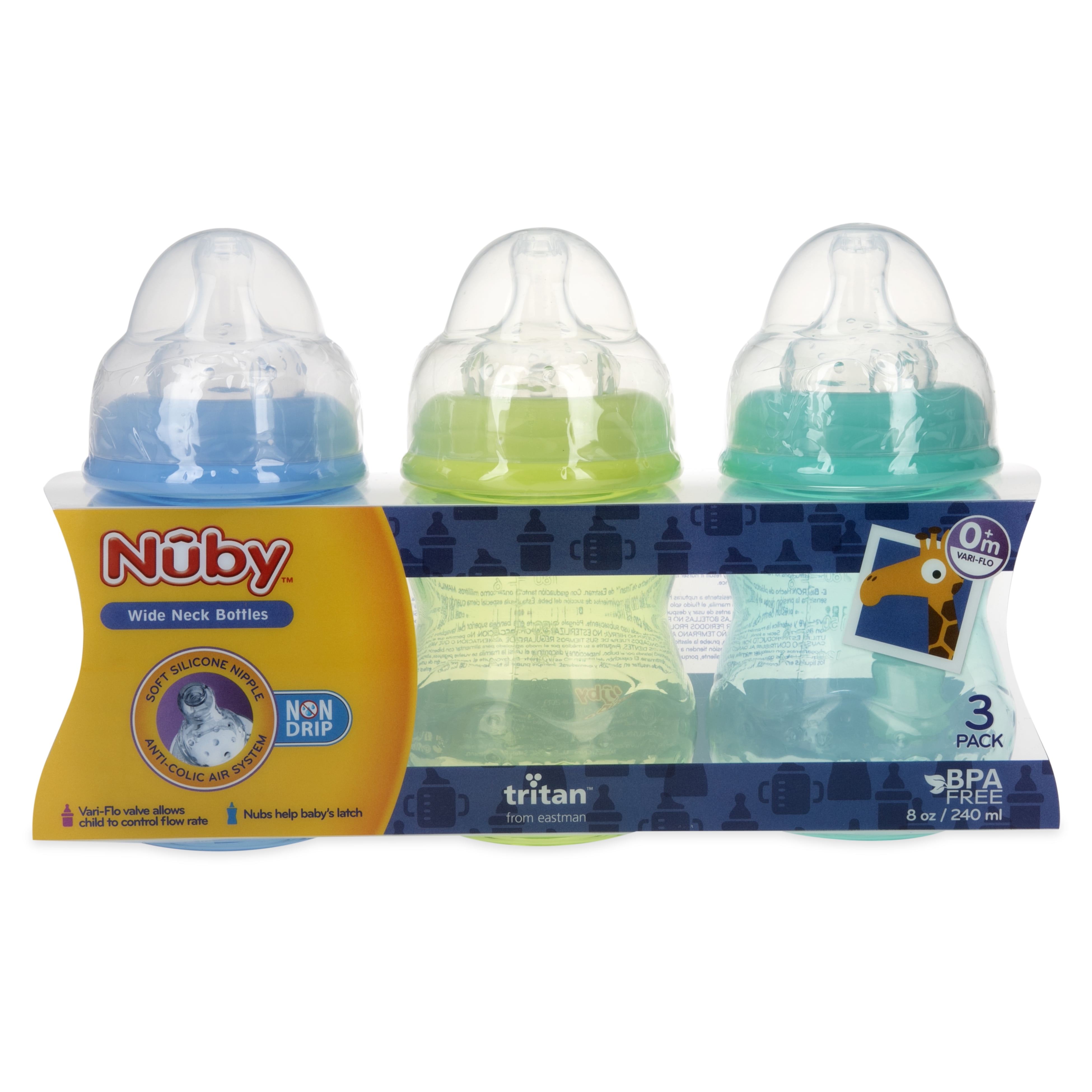  Nuby Tritan Wide Neck Non-Drip Bottles with Anti