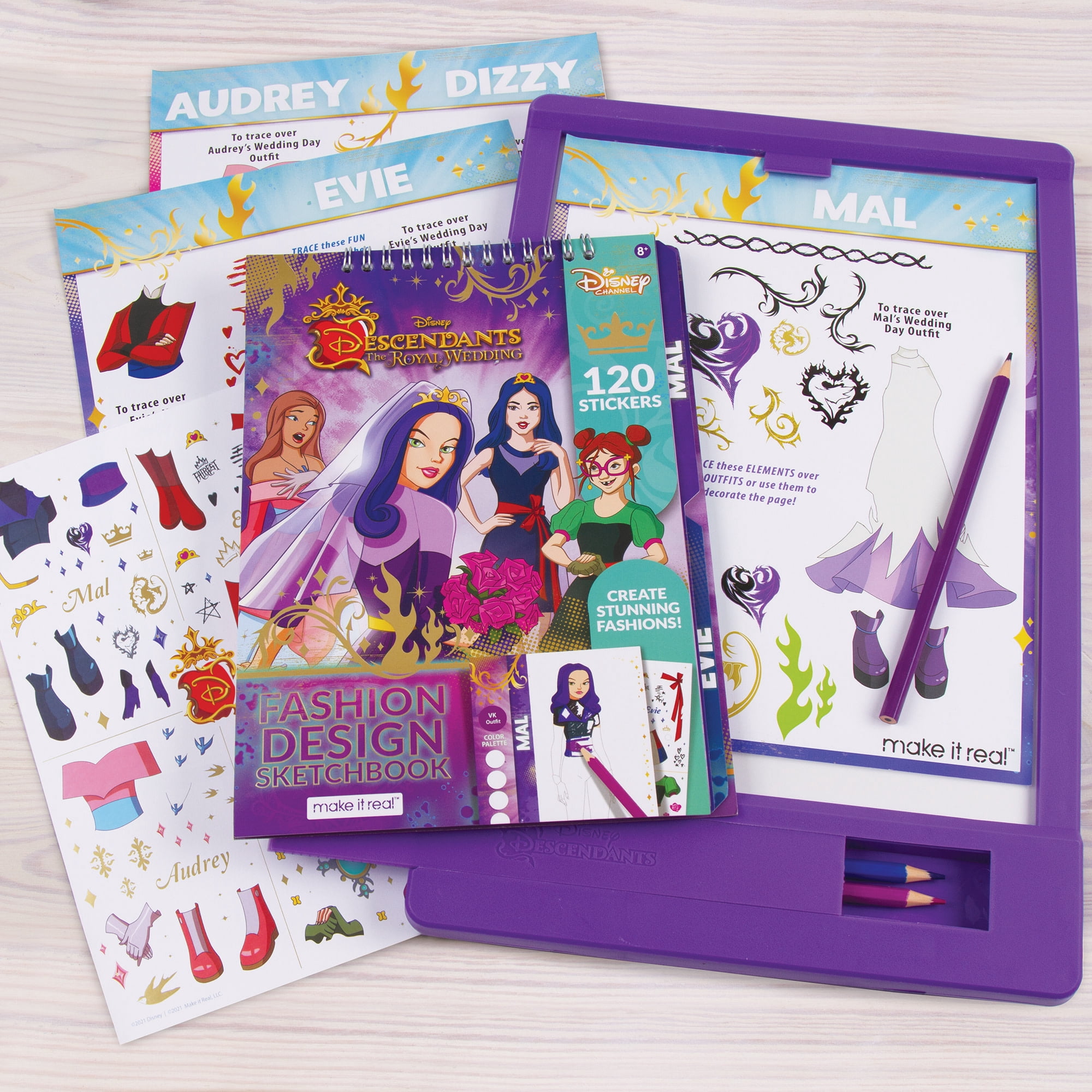 Disney Descendants Royal Wedding: Light Table & Sketchbook - 9 Piece Set, Stickers & Coloring Pencils, Lights Up For Easy Tracing, Draw Sketch & Create, Tweens & Girls, Kids Ages 8+