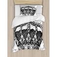 thumbnail image 3 of Queen King Size Duvet Cover Set, Antique Royal Crown Kingdom Emperor Ruler Czar Symbol Monarchy Authority Icon, Decorative 3 Piece Bedding Set with 2 Pillow Shams, Black and White, by Ambesonne, 3 of 3