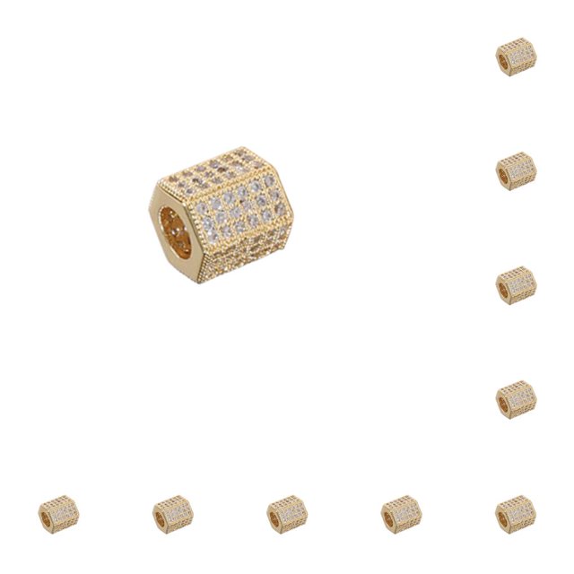 Qarigey Cuentas de cobre, accesorio hexagonal, joyas de mano para adultos, Ornamental a juego para doméstico, artesanal, oro blanco Hao Blanco Hao Oro 10piezas Qarigey CBP277602