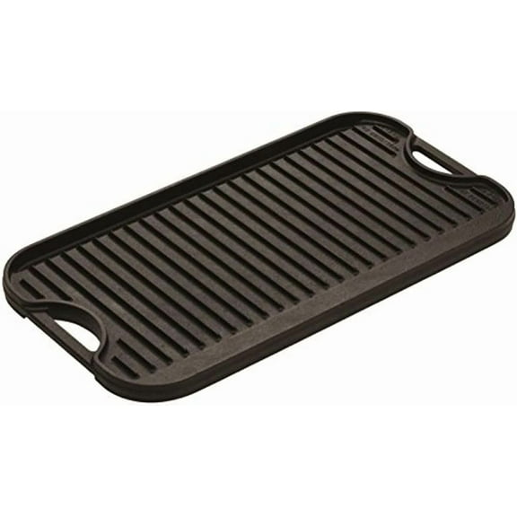 YANGLI 20"x10.44" Pro-Grid Reversible Cast Iron Grill | Double Burner, Pre-Seasoned, USA Made, For Stovetop, Oven, Grill & Campfire
