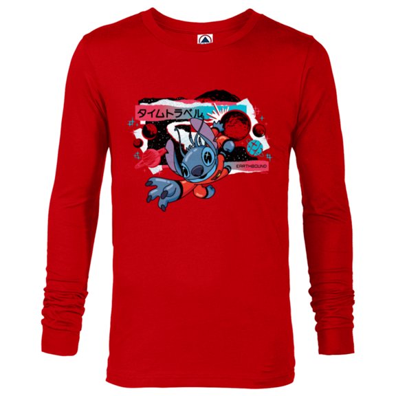 Disney Lilo & Stitch Techno Time Travel Earthbound - Long Sleeve T-Shirt for Men - Customized-New Red