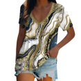 thumbnail image 1 of Gibobby Camiseta de Manga Corta con Cuello en V Camiseta suelta informal con cuello en V para mujer, blusa manga corta con estampado(Verde,M), 1 of 5
