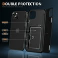 thumbnail image 4 of ShellTech Case for iPhone 14 Plus,Built-in Card Slot Case Shockproof Rubber Hybrid PC Flip Kickstand Heavy Duty Military Grade Armor Cover,Black, 4 of 8