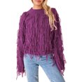 thumbnail image 1 of FAROOT Chandail en Tricot pour Femmes Manches Longues Col Rond à Pompons chandail-Over Uni Mode Urbaine, 1 of 9