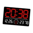 thumbnail image 2 of Reloj de pared digital con alarma dual, visualización de mes, día y semana, pantalla grande, temperatura Rojo, 2 of 9