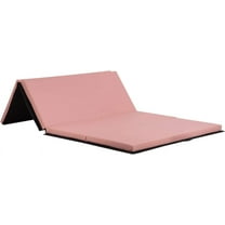 Gymnastics Mat 4x6x2, Folding Exercise Mats with Carrying Handles for Gymnastics for Home 4 Folding Tumbling Mat for Indoors 2 Inch Thick Portable Gym Mat for Adults, Pink