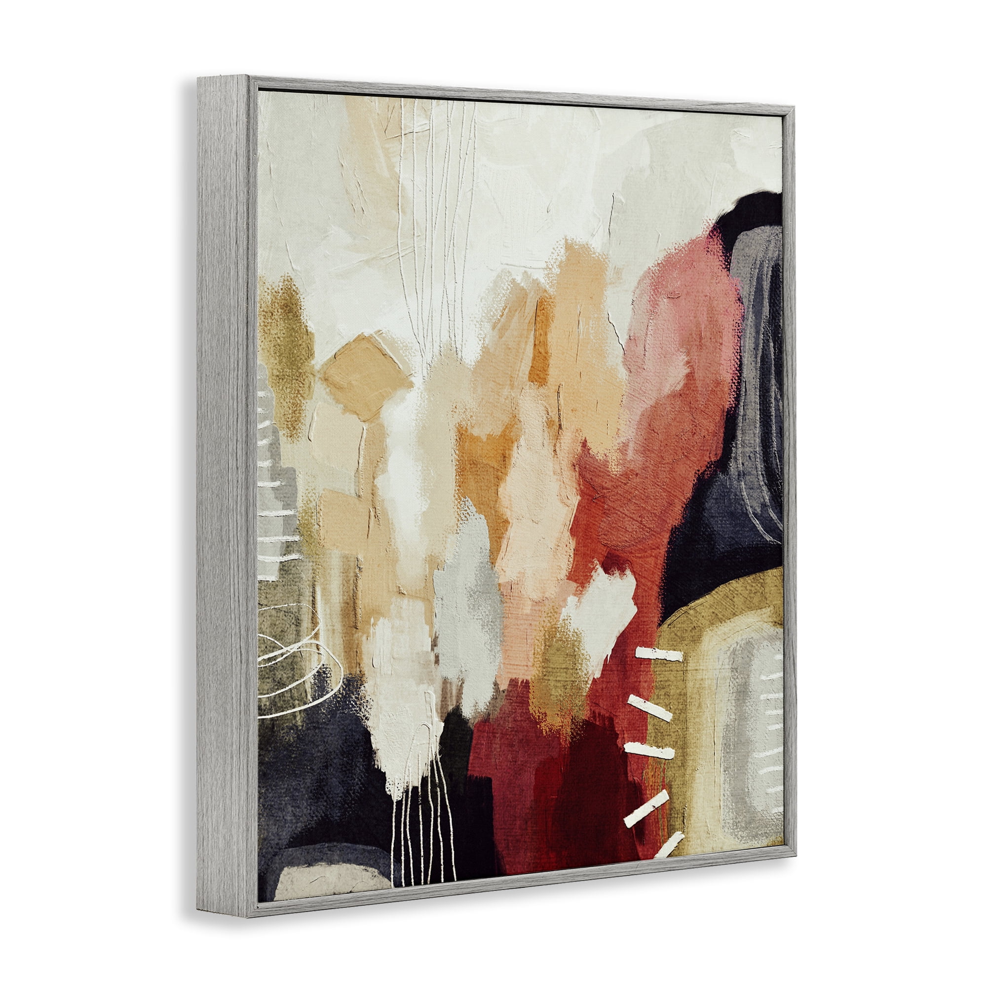 Stupell Industries Abstract Tan Southwestern Abstract Painting Gray Framed Art Print Wall Art, 24 x 30