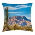 thumbnail image 1 of Cactus Decor Throw Pillow Cushion Cover, Landscape of Mountain Sun Desert Cactus Botanic Bushes Sky with Clouds Image, Decorative Square Accent Pillow Case, 18 X 18 Inches, Multicolor, by Ambesonne, 1 of 2