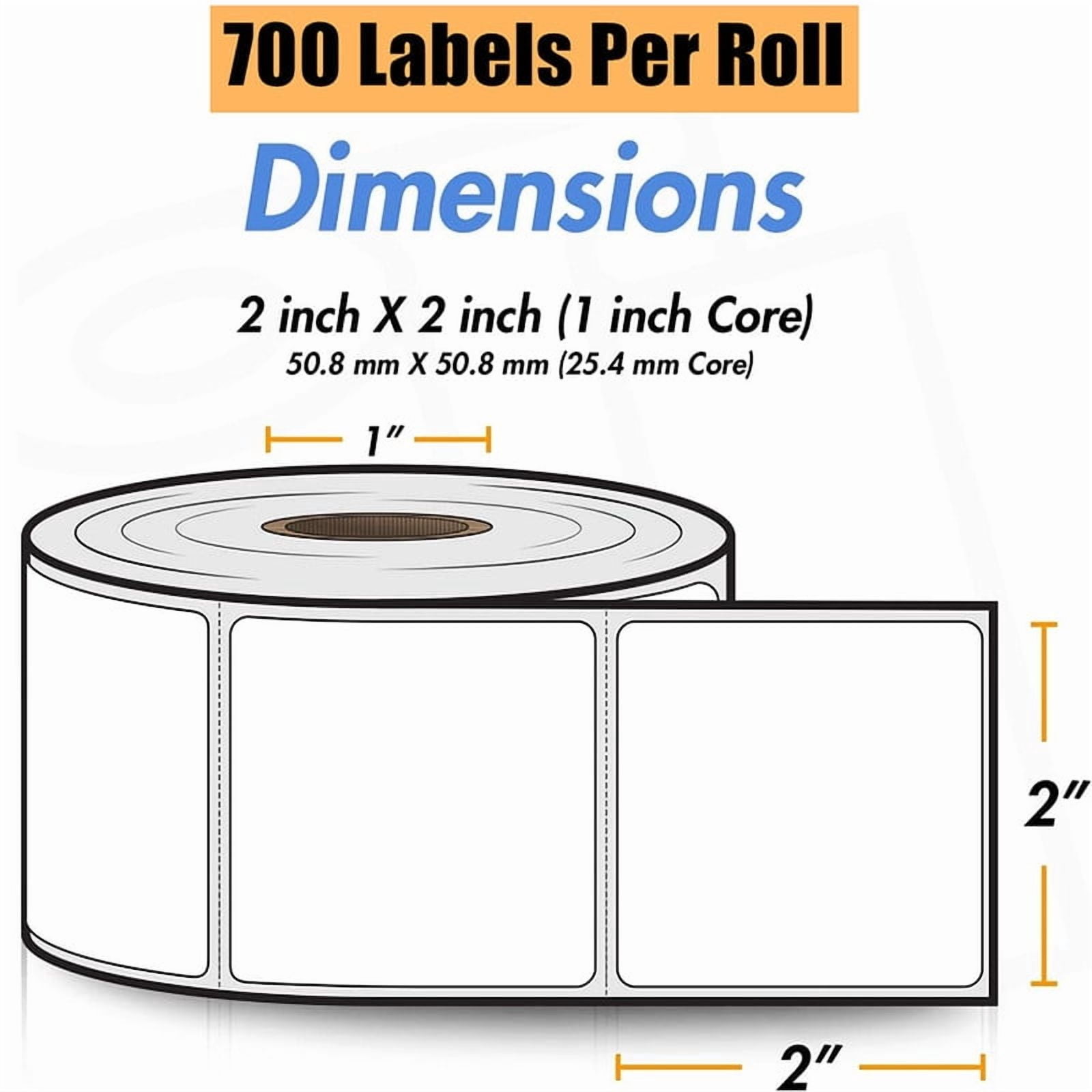 SJPACK 10 Roll 2"x2" Square Direct Thermal Labels Self Adhesive DIY Barcode QR Code Stickers for Zebra & Rollo 700/Roll