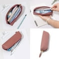 thumbnail image 2 of PU Leather Pencil Case Large Capacity Pen Case Pencil Pouches Aesthetic Pencil Bag Pen Pouches Desk Organizers for Student, 2 of 8