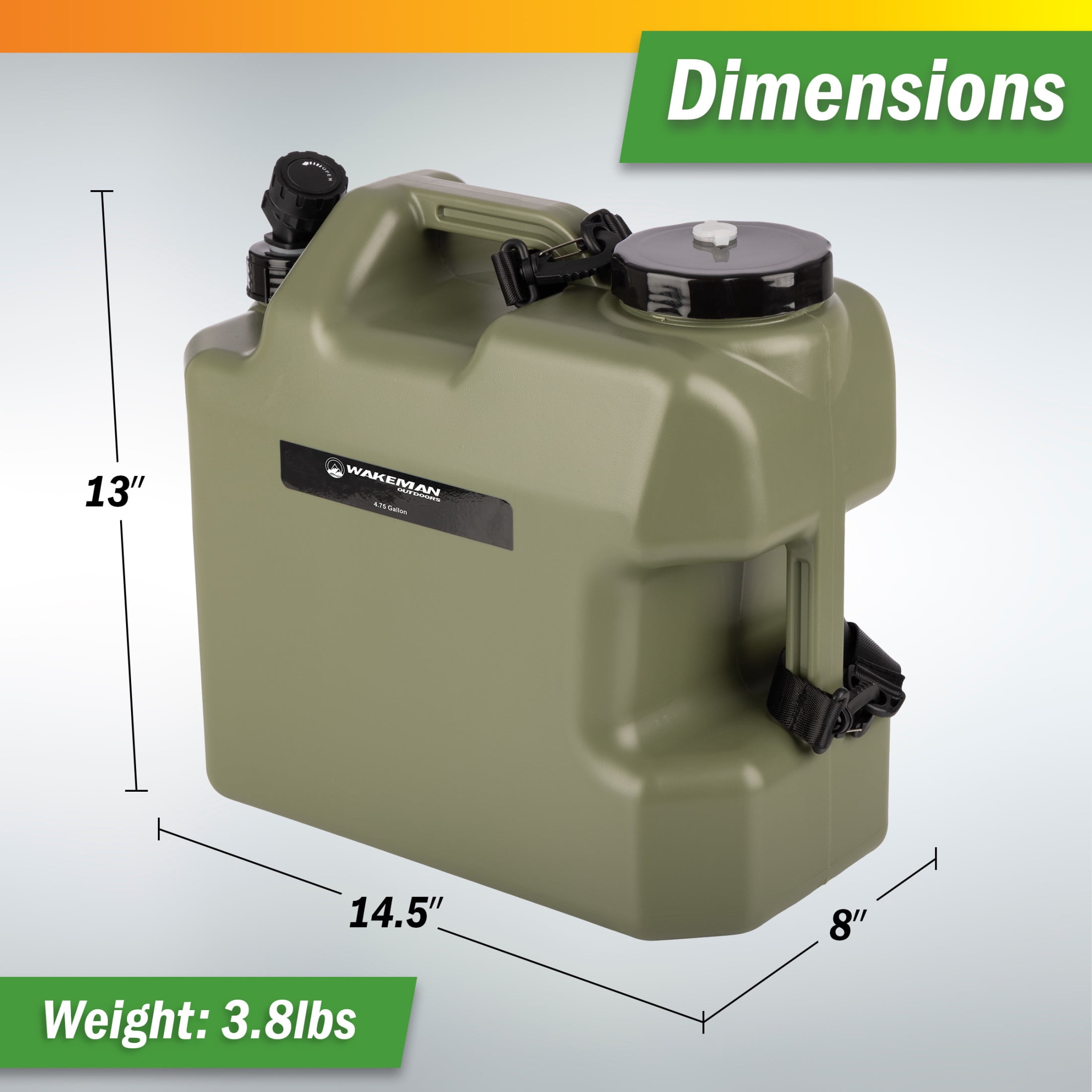 Wakeman Outdoors Camping Water Jug with Spigot - 4.75 Gal BPA Free No Leak Water Container