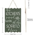 thumbnail image 3 of Wood Sign This Kitchen is Seasoned with Sazon Adobo Sofrito & Love La Cocina The Kitchen Spanish Puerto Rican Kitchen Wall Decor Hanging Sign 8x12 Inch (Green), 3 of 8