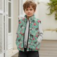 thumbnail image 7 of Xixirimido Horses Floral Teal Pattern Boys Girls Fleece Vest Sleeveless Stand-up Collar Jacket with Pockets Full-Zip Fall Winter Warm Outerwear for 11-12, 7 of 7