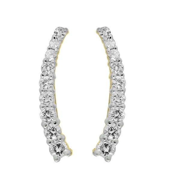 0.25 Carat (Ctw) 14K Yellow Gold Round Cut White Diamond Ladies Crawler Climber Earrings 1/4 CT
