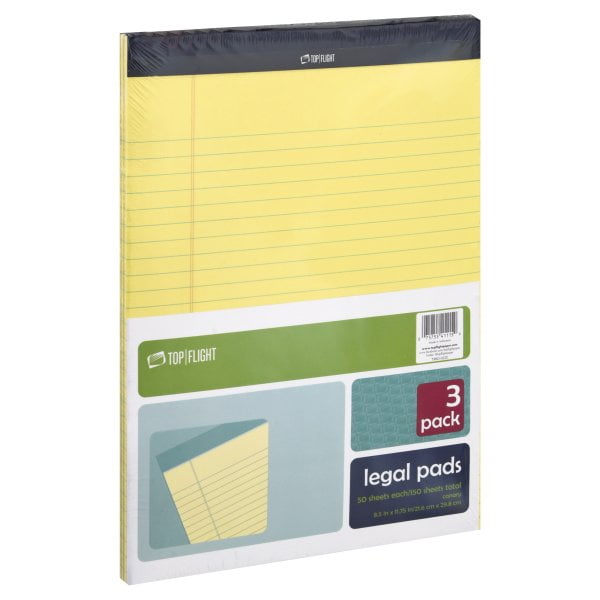 TOP FLIGHT 81153 8.5 x 11.75 In. Yellow Legal Pad