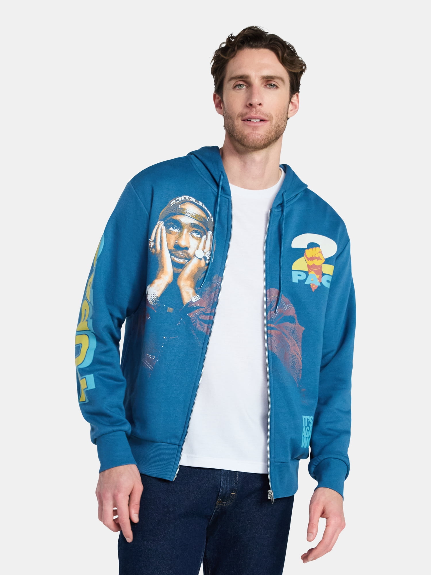Tupac Shakur Men's and Big Men's Hooded Sweatshirt, Sizes XS-3XL
