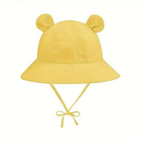 Huowey Kids Hats For Boys and Girls Cartoon Bear Ears Wide Brim Fisherman Hat Adjustable Drawstring Comfortable Cap