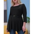 thumbnail image 3 of LARACE Tops de talla grande para mujer, camisas de manga 3/4, camisetas tipo túnica, ropa básica holgada para mujer (1X negro), 3 of 5