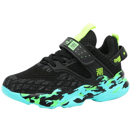 Zshosam Boys Sneakers Kids Running Lightweight Breathable Sport Tennis Shoes(Green 37)