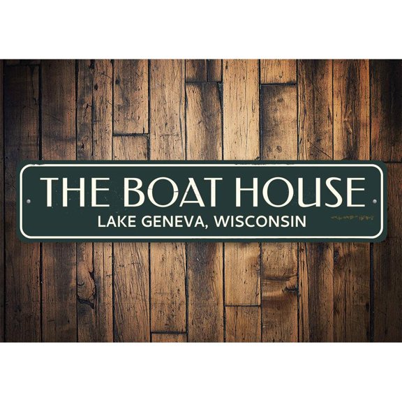 The Boat House Novelty Sign, Metal Wall Decor - 4x18 inches