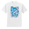 thumbnail image 2 of 3D Blue Skulls Trendy | Mens Fashion Graphic T-Shirt, White, Large, 2 of 4