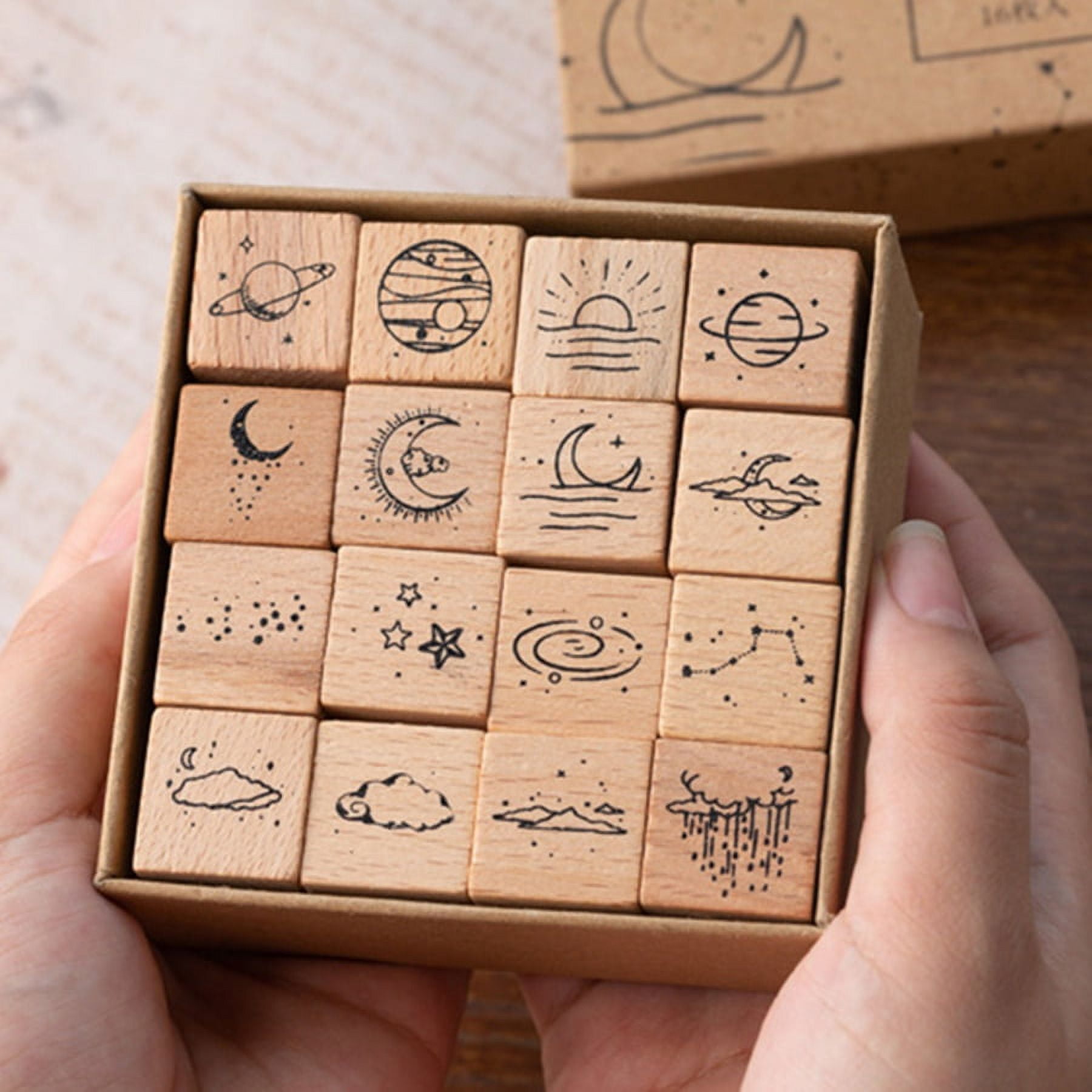 Vintage date week moon phase calendar decoration stamp wooden rubber stamps  for scrapbooking stationery DIY craft standard stamp