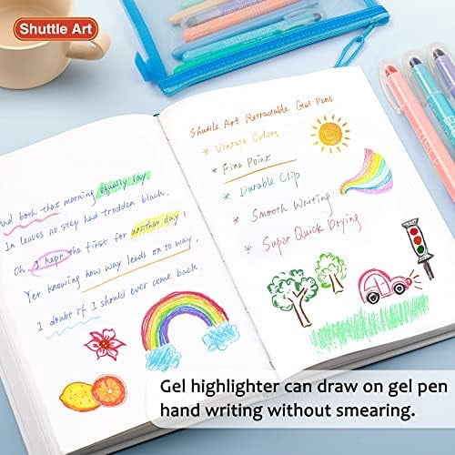 Bible Highlighters and Pens, 22 Pack Journaling Kit, 12 Colors Gel Highlighters and 10 Colors Ballpoint Pens with a storage bag, Bible Markers No Bleed Through by Tekola