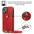 thumbnail image 6 of Crossbody Phone Case for iPhone 13(6.1") 2021, Allytech PU Leather Back Card Holder Detachable Lanyard Adjustable Strap Drop Protection Purse Slim Bag Case for iPhone 13 2021, Red, 6 of 6