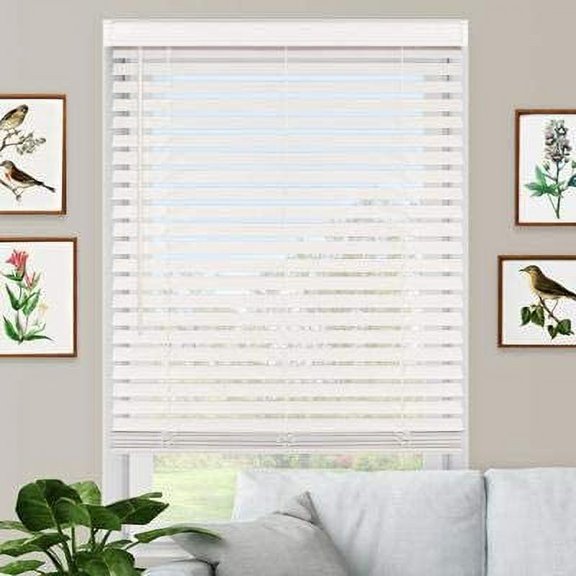 Premium hite 2" Inch Cordless Faux ood Blind 34" X 64 L (Actual Size X 64) 33 1/2