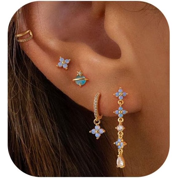 shiyou-Gold Hoop Earrings Set for Women,Cute Cartilage Earring Stacks Dainty 14K Gold Plated Stud Earrings Pearl Drop Earrings Small Hoop Earrings Hypoallergenic Piercing Earrings Gold Jewelry