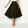 thumbnail image 6 of Lenago Skirts for Women Casual Summer Large Solid Elastic Waist Flax A-line Ankle Skirt, 6 of 10
