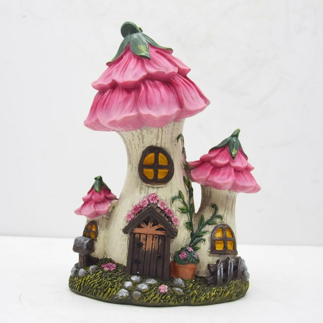 Figura de resina con forma de para decoración de jardín, microadorno paisajístico DIY, accesorios para jardín de hadas, terraza y patio. Rosa